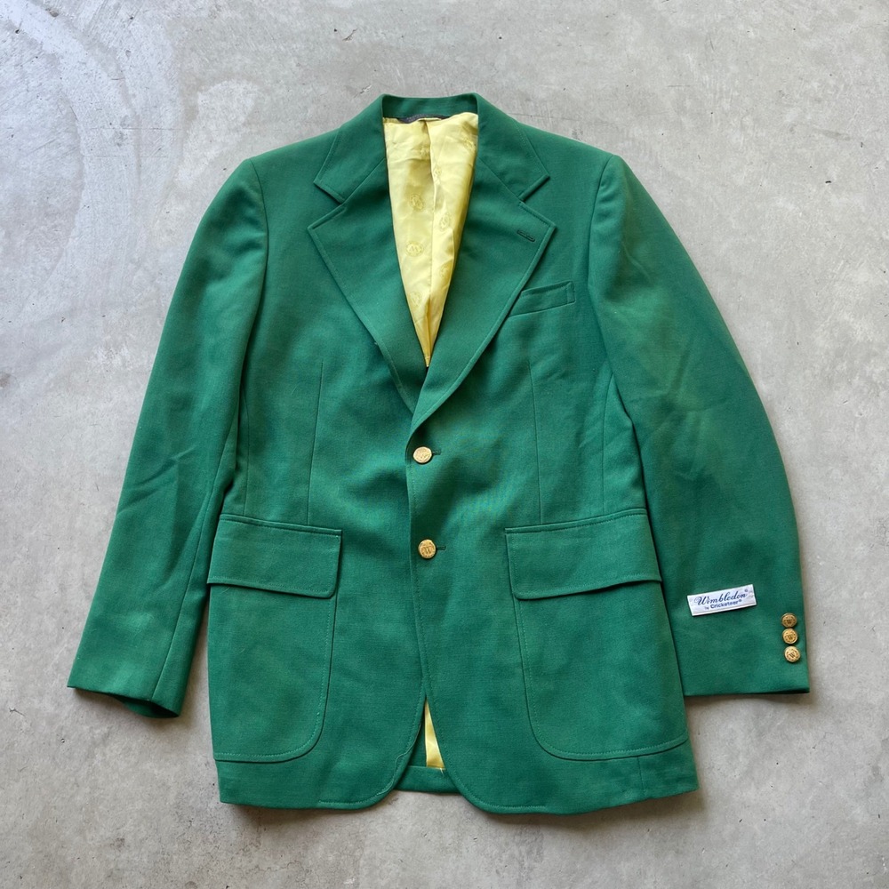 Vintage Cricketeer Wimbledon Green Blazer Sport Coat Gold Buttons Mens 38 Reg
